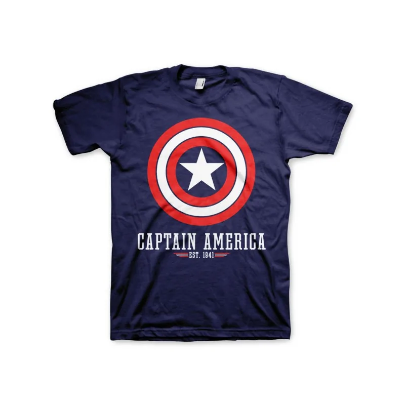 Men T-shirt Marvel CAPTAIN AMERICA LOGO blue navy