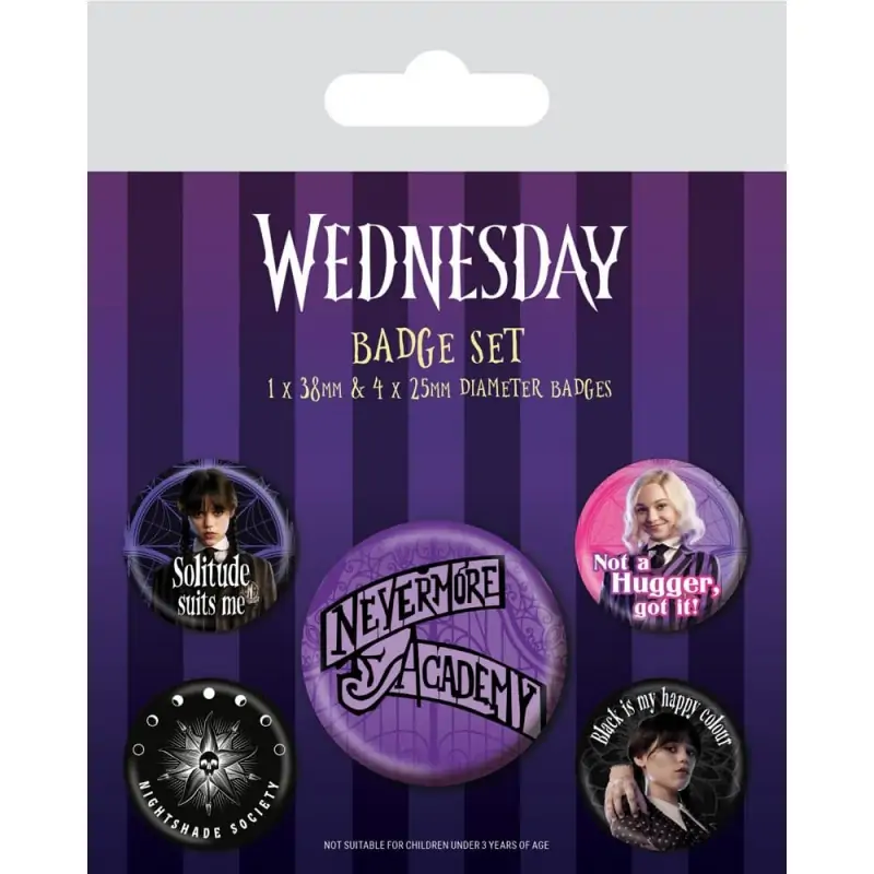 Pin-Back Buttons Wednesday Nevermore Academy 5-pack