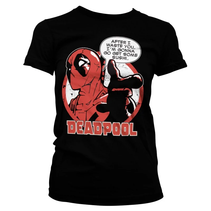 Women T-shirt Marvel Deadpool Sushi black