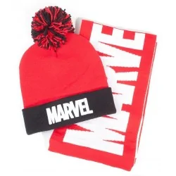 Kulich a šála Marvel logo dárkový set červený